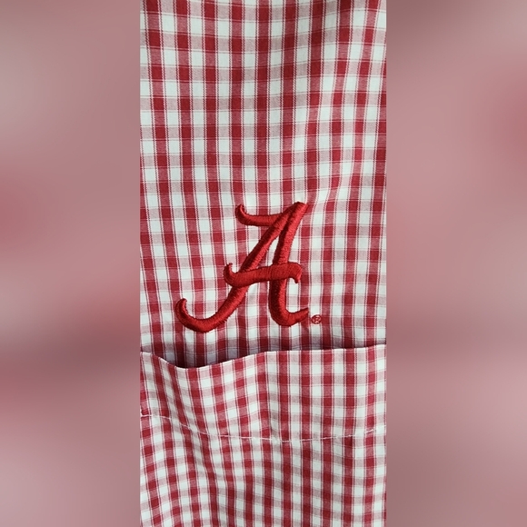 Antigua Red and White Gingham Alabama Button-Down Shirt - Picture 3 of 6